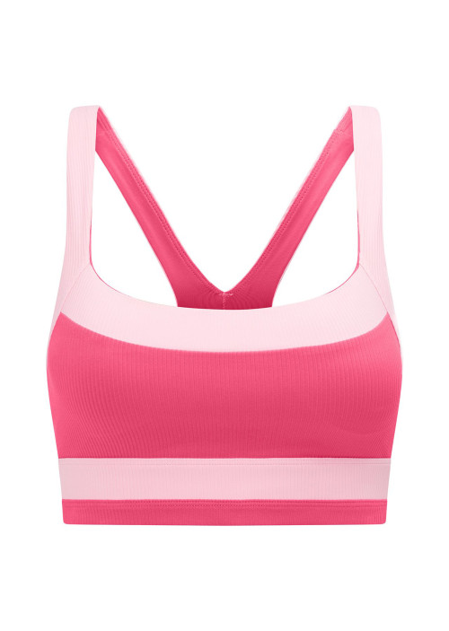 This sports bra is suitable for all-day support levels and has a comfortable ribbed fabric