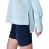 Women's sweatshirt has crossover back detail, side slits, and breathable sweat-wicking fabric.