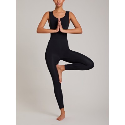 Backless sports rompers for ladies full length performance fitness yoga jumpsuits