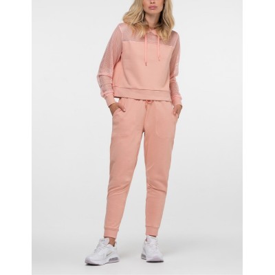 WHolesale mesh spliced hooded sweatshirts for women loose fit cropped hoodies