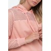 WHolesale mesh spliced hooded sweatshirts for women loose fit cropped hoodies