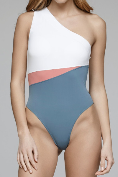 Color blocking design strapless women's swimsuit, soft and comfortable