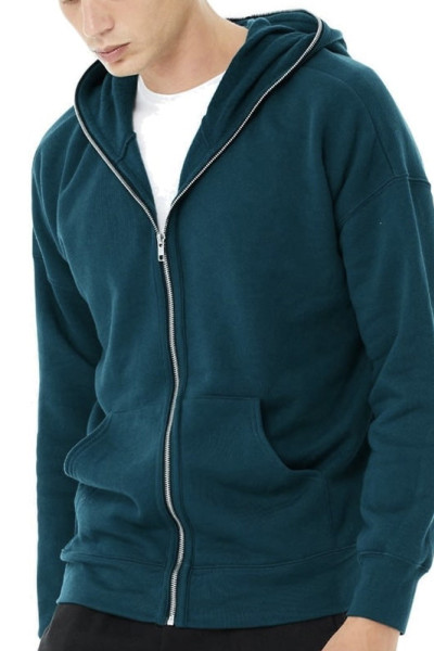 Classic men's everyday sports full-zip hoodie with pockets