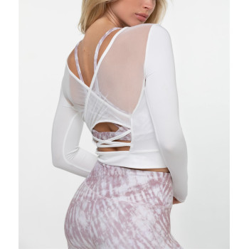 Light weight stretchy yoga crop top with mesh back women's gym shirts