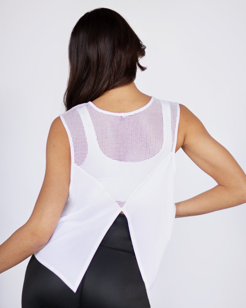 Relaxed fit breathable tank top cropped mesh tank for women