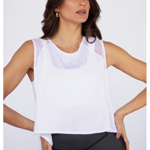 Relaxed fit breathable tank top cropped mesh tank for women