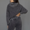 Custom denim color hooded sweatshirts for women hoodies with kangaroo pockets cotton loungewear