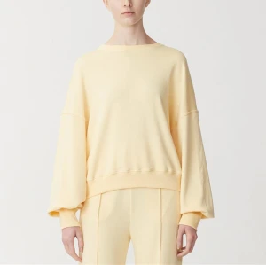Custom crew neck off shoulder puff sleeve women's sweatshirts relaxed fit lounge top