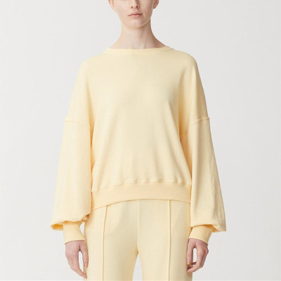 Custom crew neck off shoulder puff sleeve women's sweatshirts relaxed fit lounge top