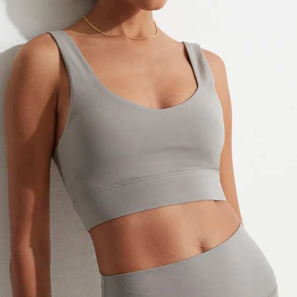 Women's Spaghetti Strap Sports Bra Longline Padded Workout Crop Tank Tops