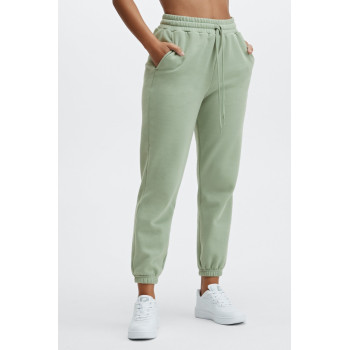 Custom elastic high waist jogger sweatpants with side pockets for women