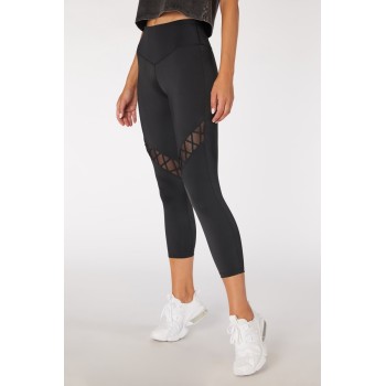 Compressive 7/8 leggings for women mesh panel yoga leggings
