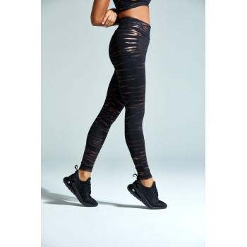 Wholesale moisure-wicking gold leather sports leggings for women