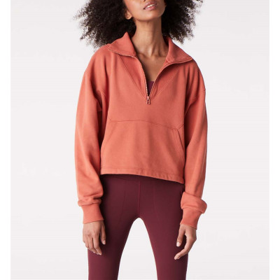 Wholesale half zipper sweatshirts for women with kangaroo pockets