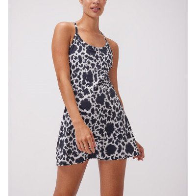 Custom patterned tennis dress with lining shorts women's exercise dress