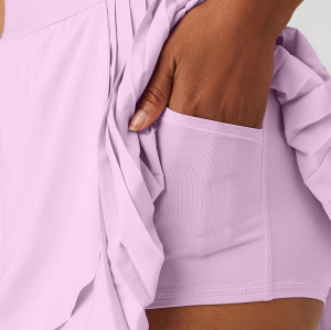 Women's wrap-around tennis skirt with comfortable shorts inside and hidden inside pocket for keys or cards