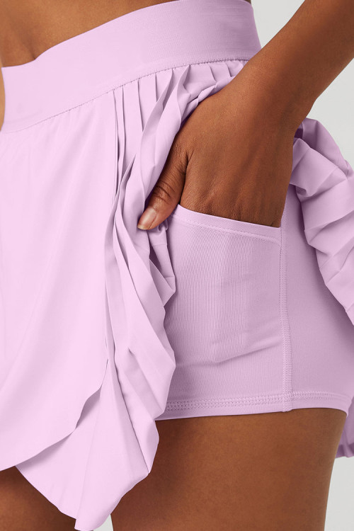 Women's wrap-around tennis skirt with comfortable shorts inside and hidden inside pocket for keys or cards