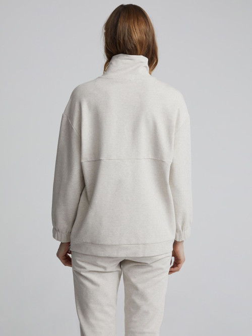 High neck longline sweatshirts cotton basic warm women's hoodies