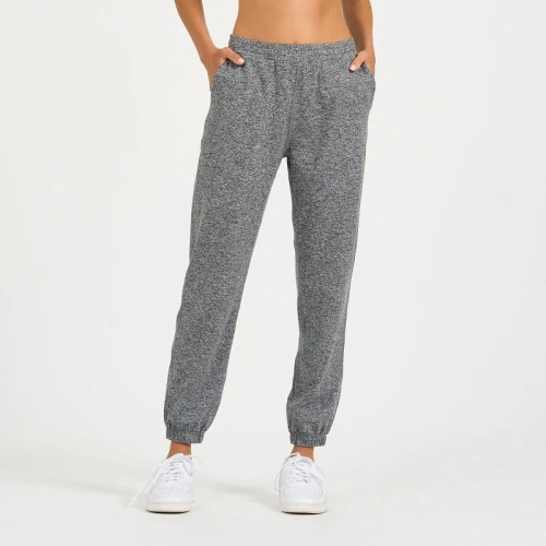 Custom heather cotton joggers track pants for women with adjustable drawstring