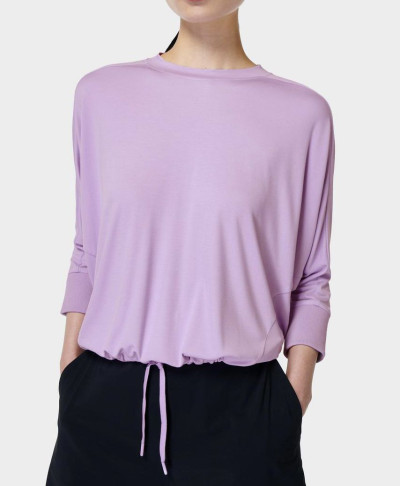 This women's classic round neck drawstring long sleeve top is suitable for many occasions