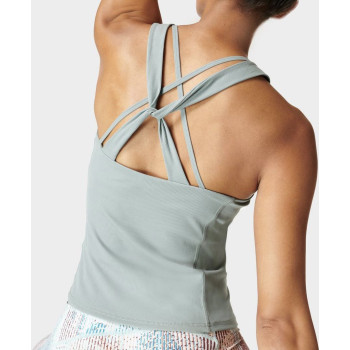 Women's super soft ribbed yoga tank top is supportive, breathable and sweat-wicking.