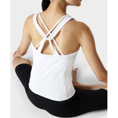 Women's super soft ribbed yoga tank top is supportive, breathable and sweat-wicking.