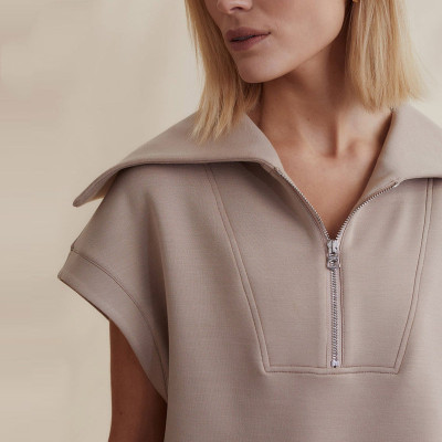 Half zip Women Sweatshirt Short Sleeve Sweatshirts, Sweatshirts Pullover Sweatshirt