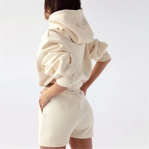 Women Lounge Sets Long Hoodie Swearshirts Top and Shorts 2 Piece Outfits Sweatsuit