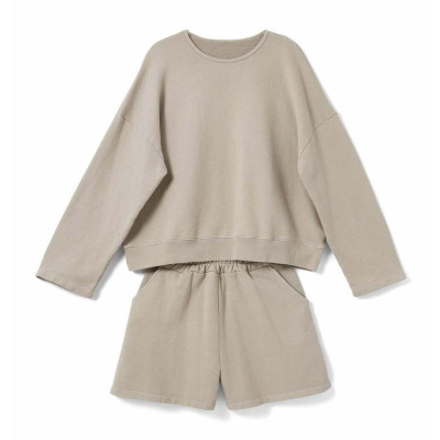 Women's 2 Piece Sweatsuits Crewneck Sweatshirt Pullover and Shorts Tracksuits