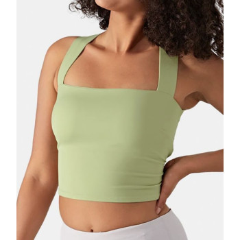 Women's yoga tank top is made of breathable fabric, soft to the touch, moisture wicking, with strappy and waist-cinching design