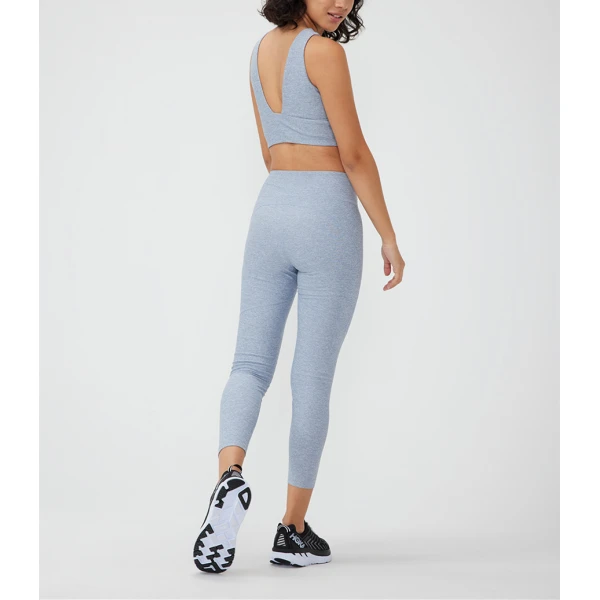 Athleisure heather yoga leggings moisure-wicking fitness tights