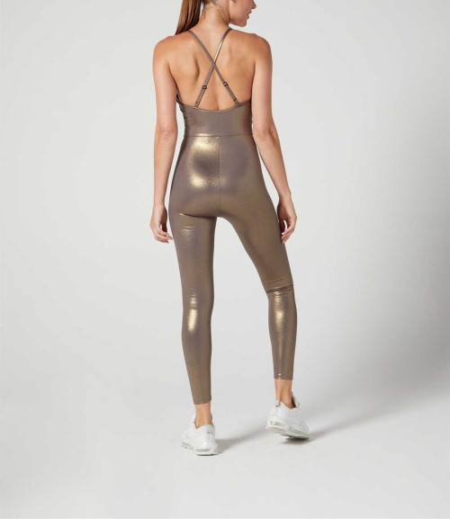 Wholesale shiny cross back yoga jumpsuits one piece fitness onesies
