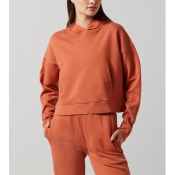 Custom relaxed fit hooded sweatshirts cropped hoodies for ladies