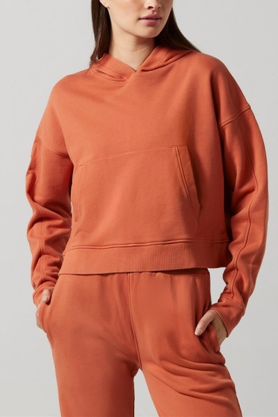 Custom relaxed fit hooded sweatshirts cropped hoodies for ladies