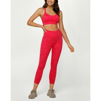 No front seam yoga leggings with side pockets 7/8 length red camo leggings