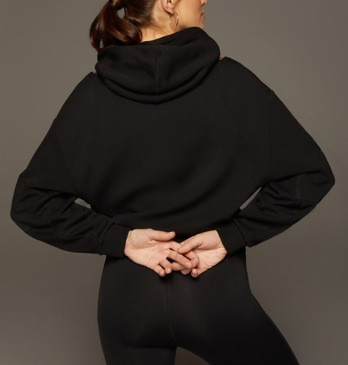 Heavy weight cotton cutout hoodies with drawstring hooded sweatshirts