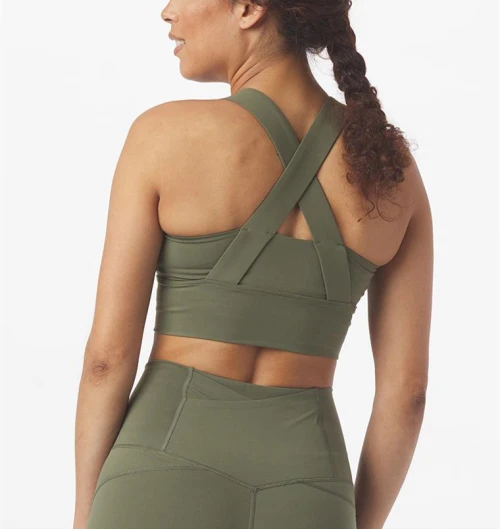 Basic high impact full coverage sports bra longline cross back yoga bra