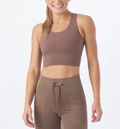 Basic high impact full coverage sports bra longline cross back yoga bra