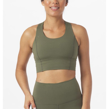 Basic high impact full coverage sports bra longline cross back yoga bra