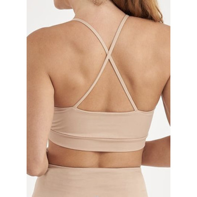 Women's V-neck bra with cross strap detail and removable cups for light exercise