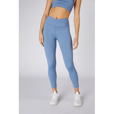 Custom crossover yoga leggings plain color nylon spandex fitness tights