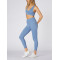 Custom crossover yoga leggings plain color nylon spandex fitness tights