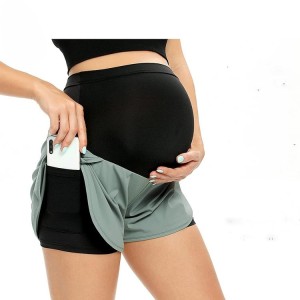 Custom Stretch Sports Yoga Active wear Maternity Shorts Pants Leggings For Pregnant Women With Pockets