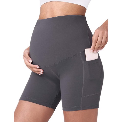 Custom  athletic running maternity compression shorts high support pocket pregnant women yoga shorts