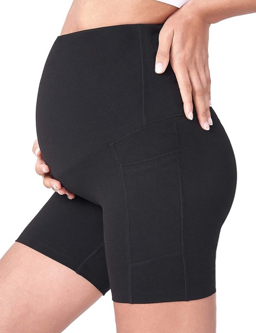 Custom  athletic running maternity compression shorts high support pocket pregnant women yoga shorts