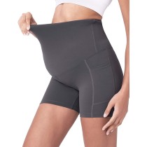 Custom  athletic running maternity compression shorts high support pocket pregnant women yoga shorts
