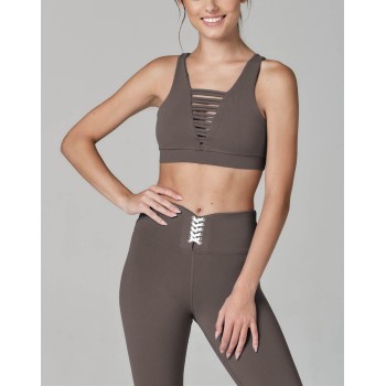 Custom sexy v neck yoga bra High Support Sports Bra