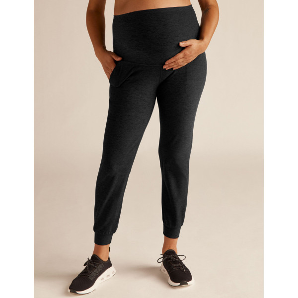 Maternity yoga pants with side pockets, slim fit, mid-length, unique design, suitable for all body types