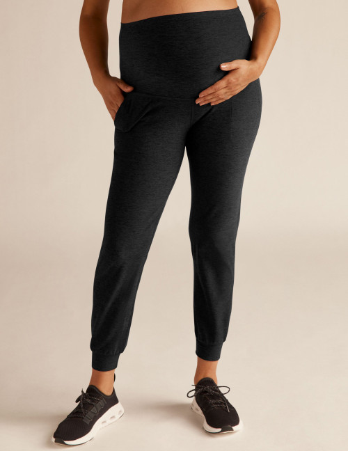 Maternity yoga pants with side pockets, slim fit, mid-length, unique design, suitable for all body types