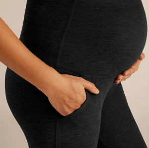 Maternity yoga pants with side pockets, slim fit, mid-length, unique design, suitable for all body types